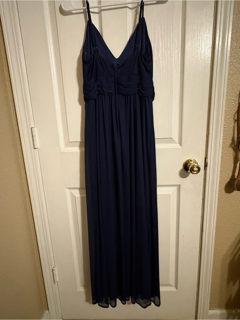David's Bridal Navy V-Neck Spaghetti-Strap Maxi Dress